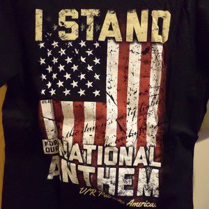 NINE LINE "I STAND FOR OUR NATIONAL ANTHEM" Black T-Shirt-Patriotic Colors-Large